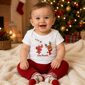 Body Para Bebê Natal Personalizado Feliz Rena Fofa
