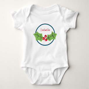 Body Para Bebê Natal Personalizado Holly & Berries