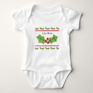 Body Para Bebê Natal Personalizado Holly & Berries
