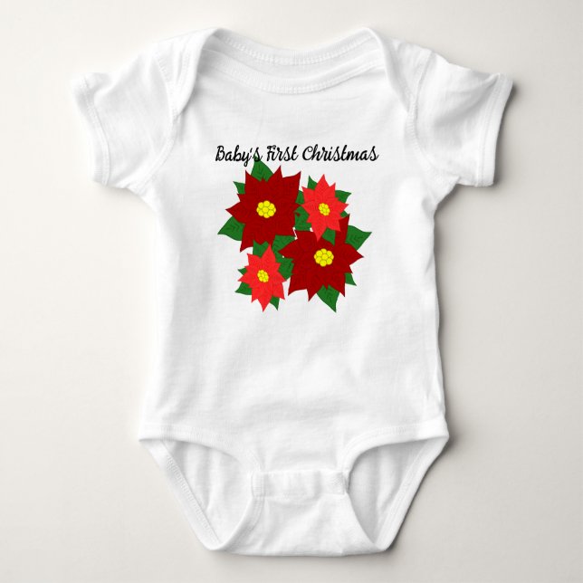 Body Para Bebê Natal Poinsettias (Frente)