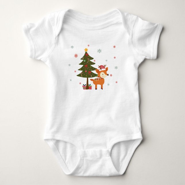 Body Para Bebê Natal Reno ~ Feriado (Frente)