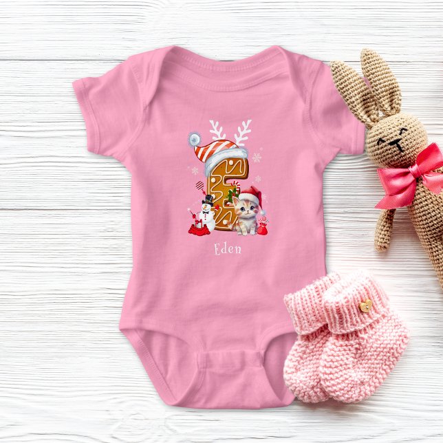 Body Para Bebê Natal Santa Hat Gingerpão Alphabet E Girl (Criador carregado)