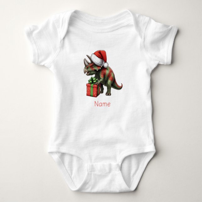 Body Para Bebê Natal Santa hat triceratops (Frente)