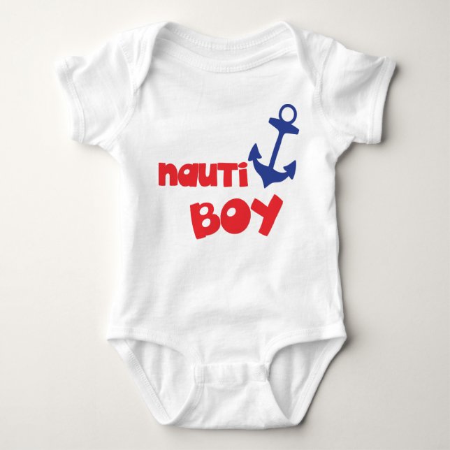 Body Para Bebê Nauti Boy, Boat Anchor, Sailor, Navegação, Náutico (Frente)