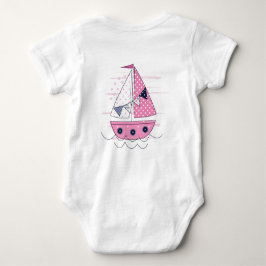 Body Para Bebê Navegar Navio Feminino Olho de Boi Rosa Branco Bol