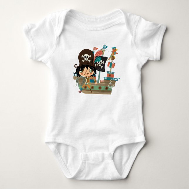 Body Para Bebê Navio Pirata e Pirata (Frente)