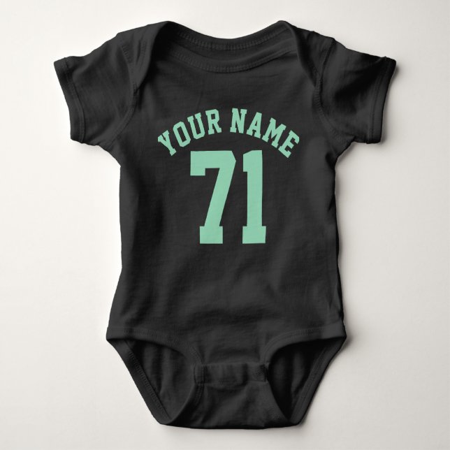 Body Para Bebê Negra & Mint Green Baby | Sports Jersey Design (Frente)