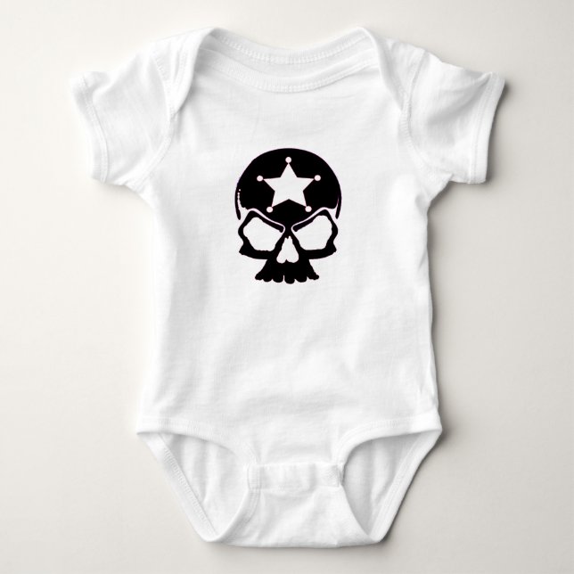 Body Para Bebê Negro crânio (Bebê Jersey Bodycase) (Frente)