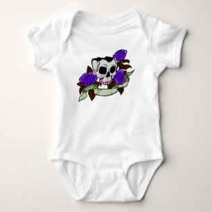 Body Para Bebê Neném rosa de crânio e roxo