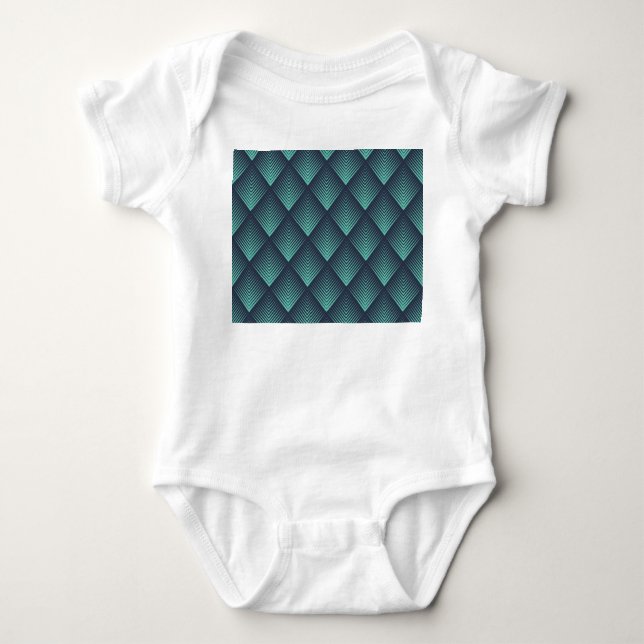 Body Para Bebê Neon Blue Op-Art Chevron. (Frente)