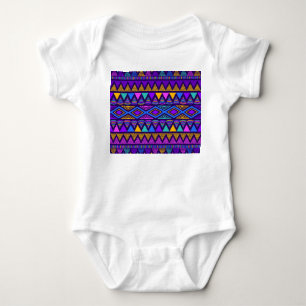 Body Para Bebê Neon Blue: Padrão Navajo Tribal