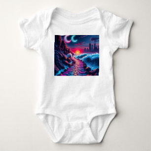 Body Para Bebê Neon Bunny & Neon City Skyline Pathway One Piece B
