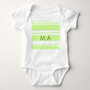 Body Para Bebê Neon green stripes monograma com letra grega