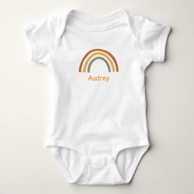 Body Para Bebê Neutral Rainbow Custom Name (Frente)