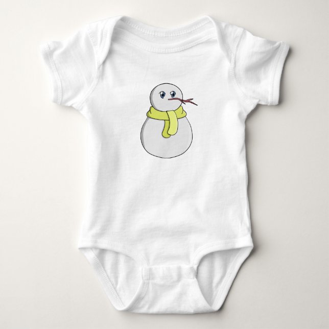 Body Para Bebê Neve vestindo um cachecol amarelo (Frente)