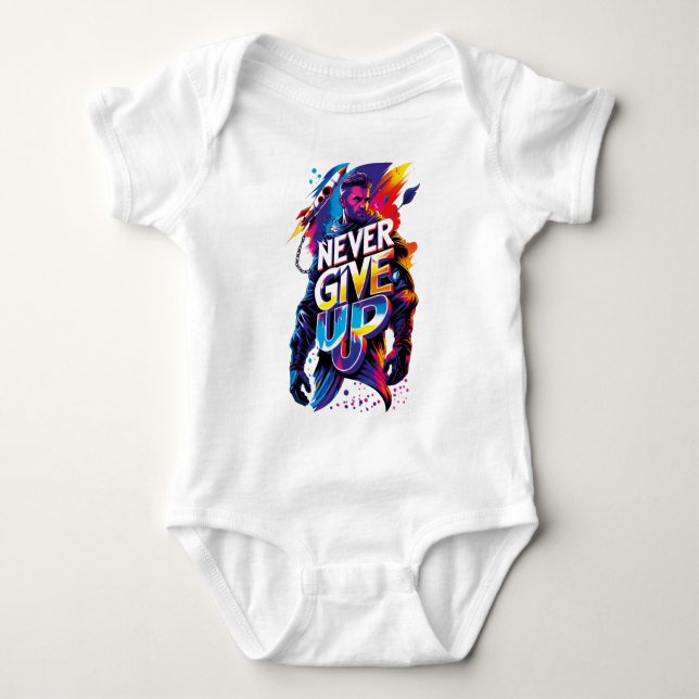 Body Para Bebê Never Give Up (Frente)