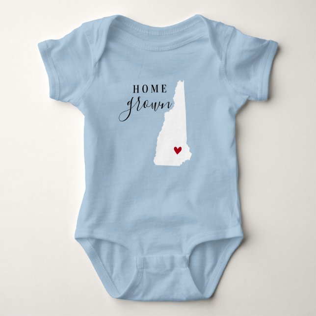 Body Para Bebê New Hampshire Home Grown State Tee (Frente)