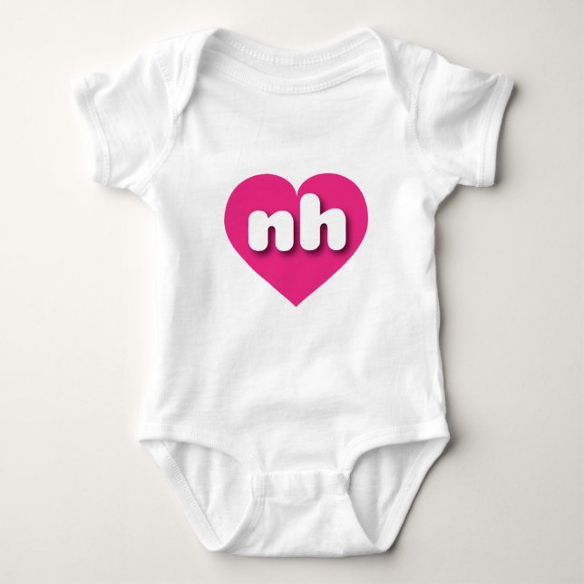 Body Para Bebê New Hampshire hot pink Heart - Eu adoro (Frente)