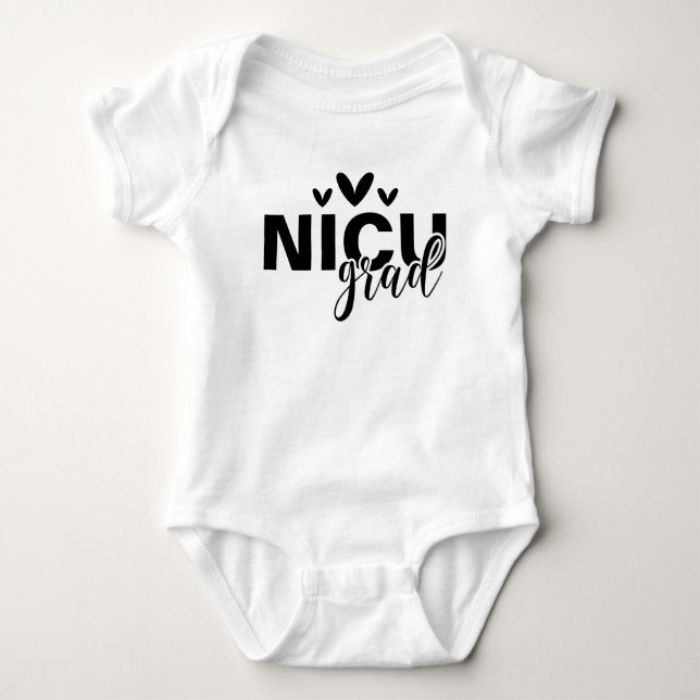 Body Para Bebê NICU Formando mínimo preto e branco (Frente)
