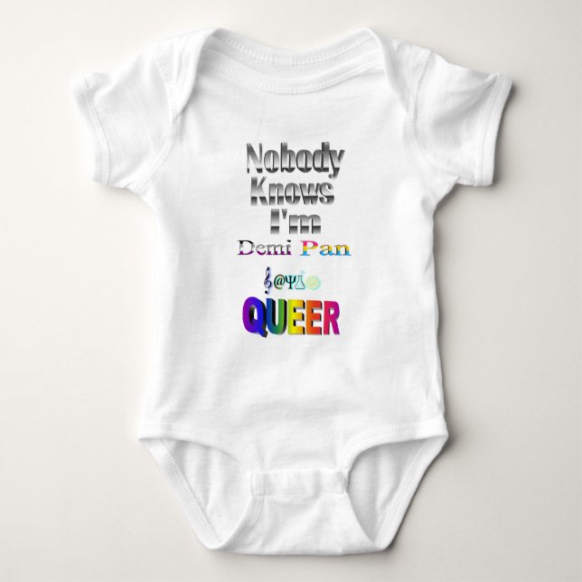 Body Para Bebê Ninguém sabe que sou Demi Pan SM Sapio QUEER (Frente)