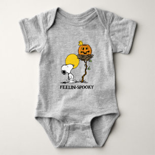 Body Para Bebê Ninho de Snoopy & Woodstock com Jack O' Lanterna