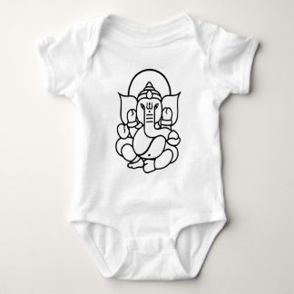 Body Para Bebê No. 3 do elefante de Ganesha (branco preto)