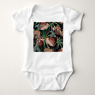 Body Para Bebê Nó Tropical: Padrão de Floresta Exótica Escura