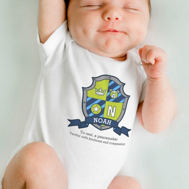 Body Para Bebê Noah boys name & significado urso knights shield (Criador carregado)