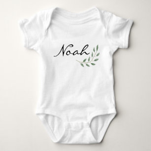Body Para Bebê Noah Name Reveal Romper Newborn Nature Leaf