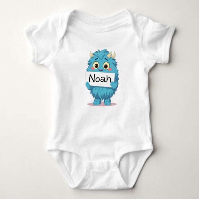 Body Para Bebê Noah's Big Blue Pal - A Personalized Monster Adven (Frente)