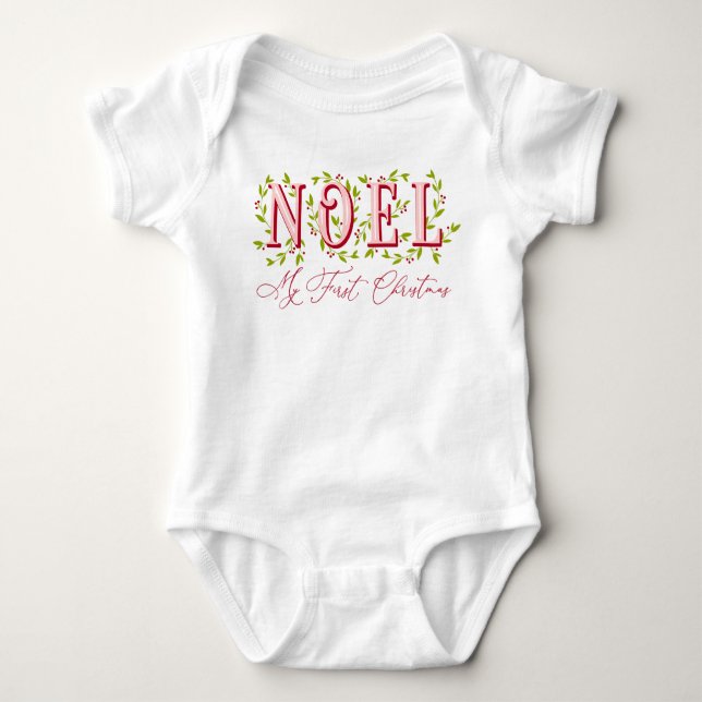 Body Para Bebê NOEL: Meu Primeiro Natal - Cores Editáveis (Frente)