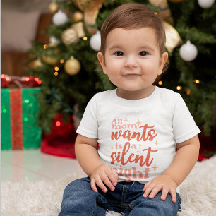 Body Para Bebê Noite Silenciosa de Natal Engraçado e Bonita