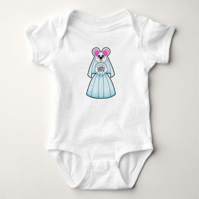 Body Para Bebê Noiva Rato com Buquê de Flores (Frente)