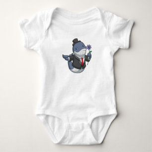 Body Para Bebê Noivo de Casamento de Baleia Flor