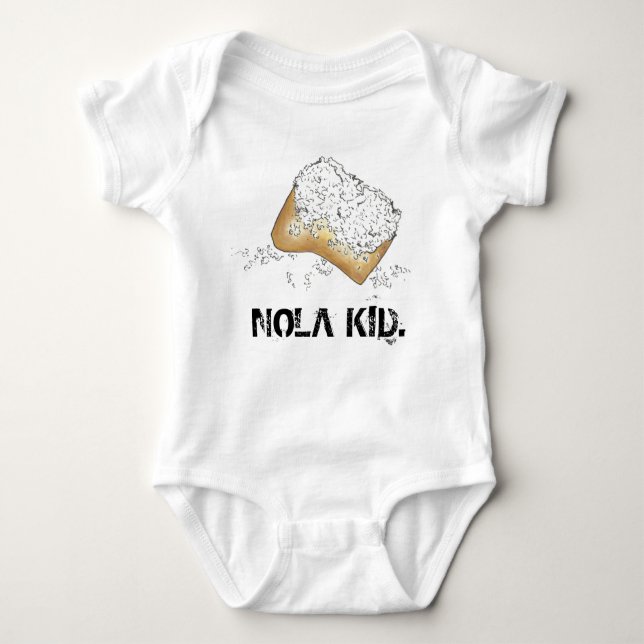 Body Para Bebê NOLA KID Nova Orleans Louisiana Beignet Foodie Gif (Frente)