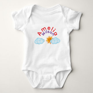 Body Para Bebê Nome Arco-íris Fofo Nuvem Sol