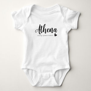 Body Para Bebê Nome Athena Reveal Significa Script Moderno Mínimo