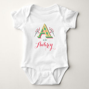 Body Para Bebê Nome Aubrey Meninas Revelam Natal Recém-Nascido A
