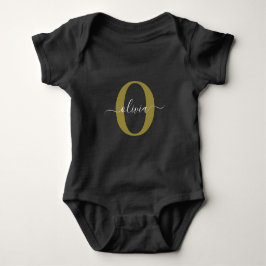 Body Para Bebê Nome com Letra Inicial Personalizada em Preto Bran
