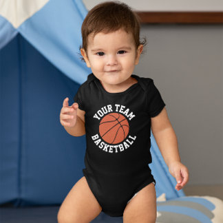 Body Para Bebê Nome da Equipe Bebê de Basquete, Nome do Jogador e