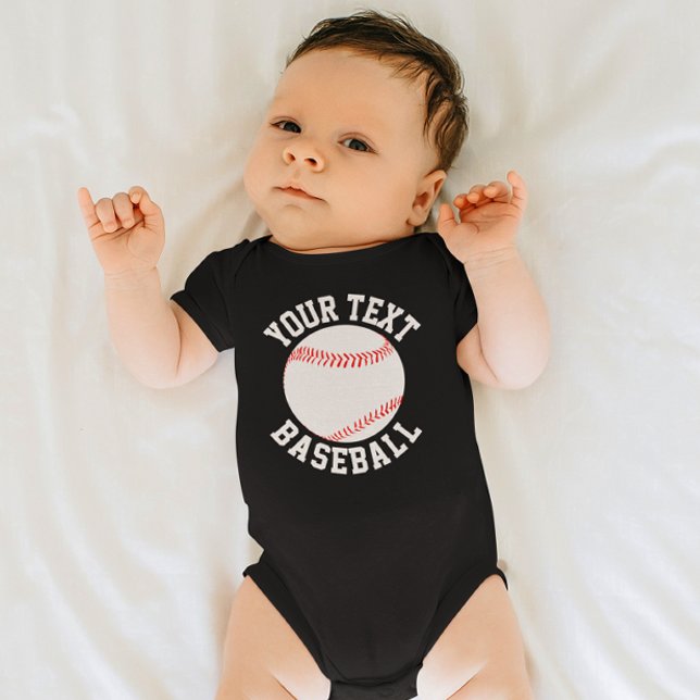 Body Para Bebê Nome da Equipe Bebê do Baseball, Nome do Jogador e (Baseball baby bodysuit with custom team name or text)