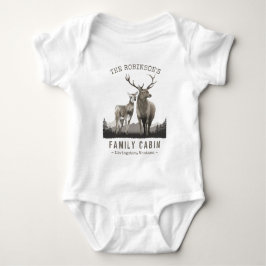Body Para Bebê Nome da família Cabin Deer Pine Forest Mounts