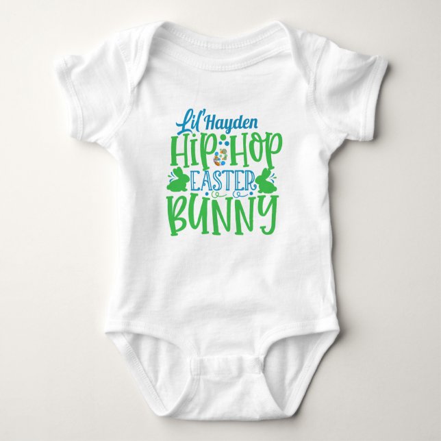Body Para Bebê NOME DE ADIÇÃO Personalizado Lil Hip Hop Coelhinho (Frente)