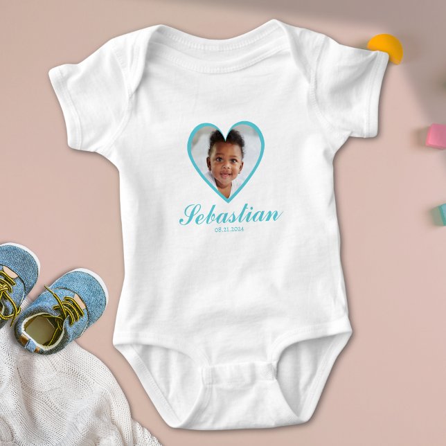 Body Para Bebê Nome de bebê azul-branco personalizado Nome de beb (Criador carregado)