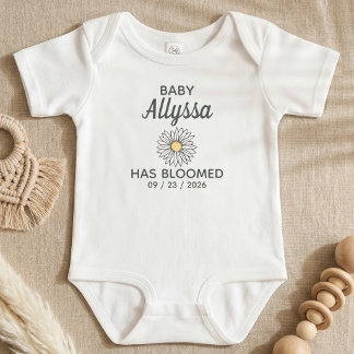 Body Para Bebê Nome de Bebê Preto e Branco Fofo & Data de Nascime