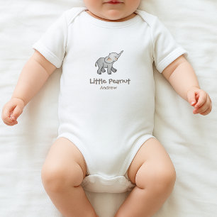 Body Para Bebê Nome de Elefante Bebê Amendoim Desenhado à Mão Fof