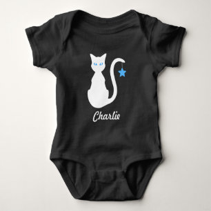 Body Para Bebê Nome de gato branco Baby Bodysuit