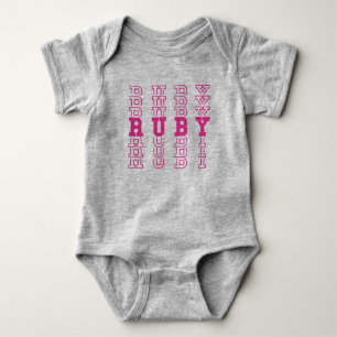 Body Para Bebê Nome de Rapariga Personalizado Rosa Cute Ruby