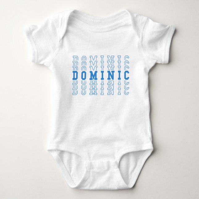 Body Para Bebê Nome de repetição personalizado do Dominic Blue (Frente)