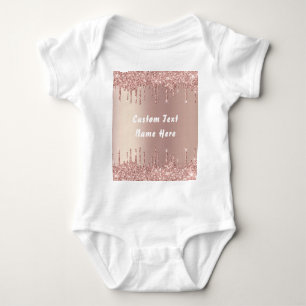 Body Para Bebê Nome de Texto Personalizado da Glitter Dourado do